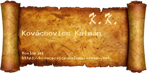 Kovácsovics Kálmán névjegykártya